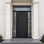 F124-V1 fiberglass entry door installed home entrance scene