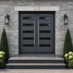F127 fiberglass entry door installed home entrance scene