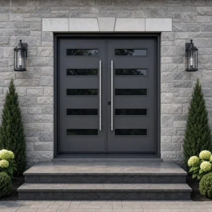 F127 fiberglass entry door installed home entrance scene