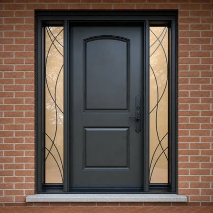 F13 fiberglass entry door installed home entrance scene