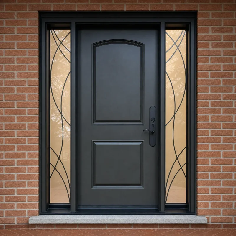 F13 fiberglass entry door installed home entrance scene