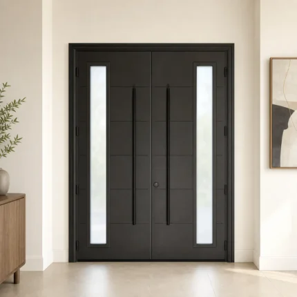 F130-V2 fiberglass entry door installed home entrance scene