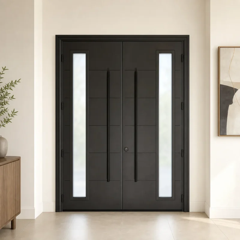 F130-V2 fiberglass entry door installed home entrance scene