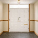 F131-V2 fiberglass entry door installed home entrance scene