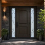 F14-MFD058 fiberglass entry door installed home entrance scene