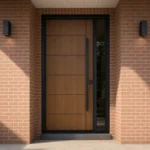 F156-FIBERGLASS-EXT-FA-JPG fiberglass entry door installed home entrance scene