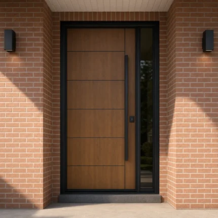 F156-FIBERGLASS-EXT-FA-JPG fiberglass entry door installed home entrance scene