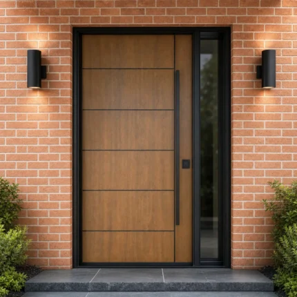 F156-FIBERGLASS-EXT-JPG fiberglass entry door installed home entrance scene