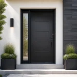 F159 fiberglass entry door installed home entrance scene