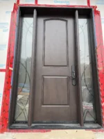 F160 fiberglass entry door with decorative glass sidelites original product view