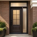 F18-MFD054 fiberglass entry door installed home entrance scene