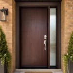 F19-MFD053 fiberglass entry door installed home entrance scene