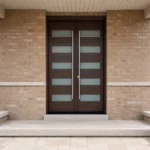 F2-V1 fiberglass entry door installed home entrance scene