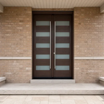 F2-V1 fiberglass entry door installed home entrance scene