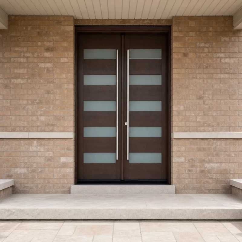 F2-V1 fiberglass entry door installed home entrance scene