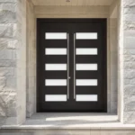 F2-V2 fiberglass entry door installed home entrance scene