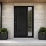 F23-MFD048 fiberglass entry door installed home entrance scene