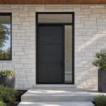 F24-MFD047 fiberglass entry door installed home entrance scene