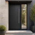 F25-MFD046 fiberglass entry door installed home entrance scene