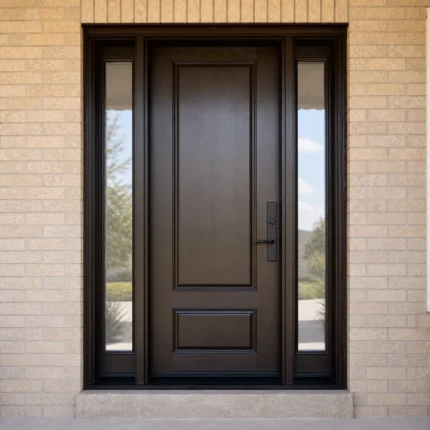 F29-MFD042 fiberglass entry door installed home entrance scene