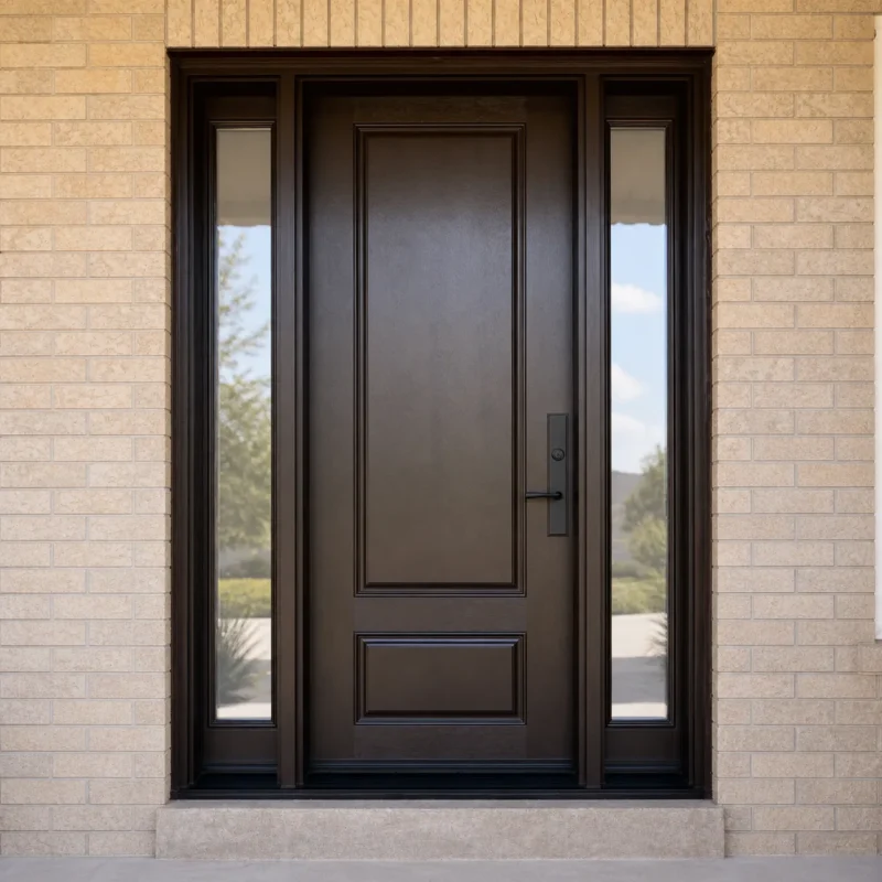 F29-MFD042 fiberglass entry door installed home entrance scene