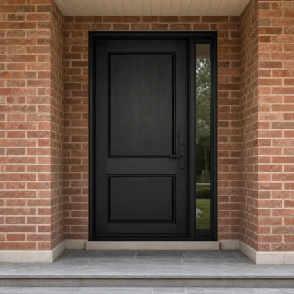 F3-V1 fiberglass entry door installed home entrance scene