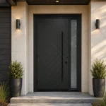 F34-V1 fiberglass entry door installed home entrance scene