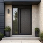 F34-V2 fiberglass entry door installed home entrance scene