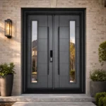 F35-V1 fiberglass entry door installed home entrance scene