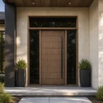 F37-MFD031 fiberglass entry door installed home entrance scene