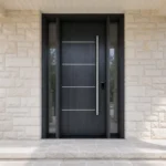F4-V1 fiberglass entry door installed home entrance scene