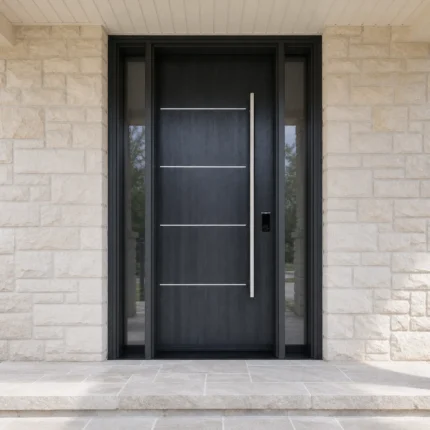 F4-V1 fiberglass entry door installed home entrance scene