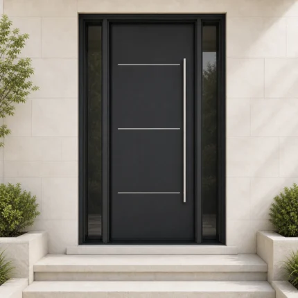 F4-V2 fiberglass entry door installed home entrance scene