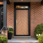 F40-MFD028 fiberglass entry door installed home entrance scene