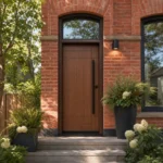 F41-MFD027 fiberglass entry door installed home entrance scene