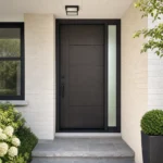 F42-V2 fiberglass entry door installed home entrance scene