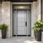 F45-V1 fiberglass entry door installed home entrance scene