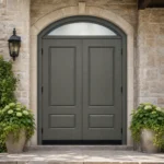 F46-V1 fiberglass entry door installed home entrance scene