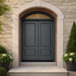 F46-V2 fiberglass entry door installed home entrance scene