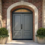 F46-V3 fiberglass entry door installed home entrance scene