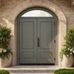 F46-V4 fiberglass entry door installed home entrance scene