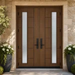 F48-V2 fiberglass entry door installed home entrance scene