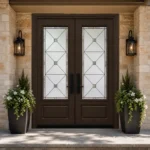 F49-V2 fiberglass entry door installed home entrance scene