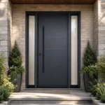 F50-V1 fiberglass entry door installed home entrance scene