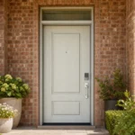 F51-MFD006 fiberglass entry door installed home entrance scene