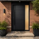 F52-V1 fiberglass entry door installed home entrance scene