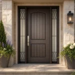 F53-MFD003 fiberglass entry door installed home entrance scene