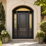 F55-MFD001 fiberglass entry door installed home entrance scene