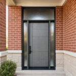 F56-MFD076 fiberglass entry door installed home entrance scene