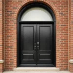 F57-V1 fiberglass entry door installed home entrance scene